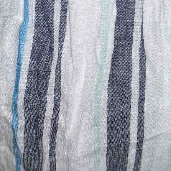 Rails Ashlyn Aegean Blue & White Striped Linen Blend Tie Neck Midi Dress - XS - Picture 16 of 16